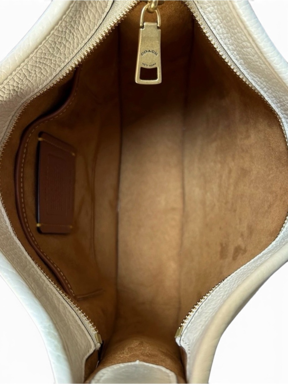 COACH 1941 Emery Varsity Stripe Glovetanned Pebble Leather Crossbody in Chalk - Picture 7 of 13